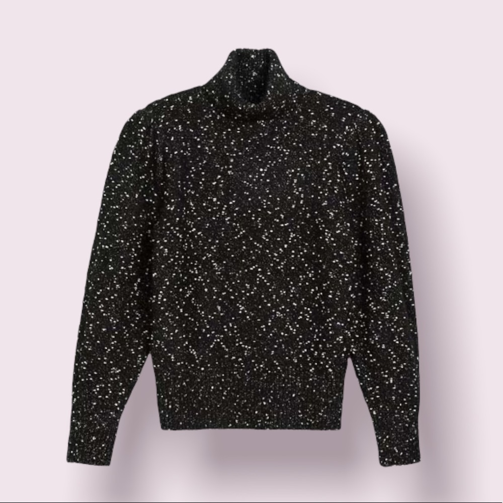 ann taylor shimmer turtleneck sweater in black